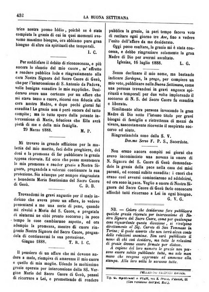 La buona settimana foglio periodico religioso popolare