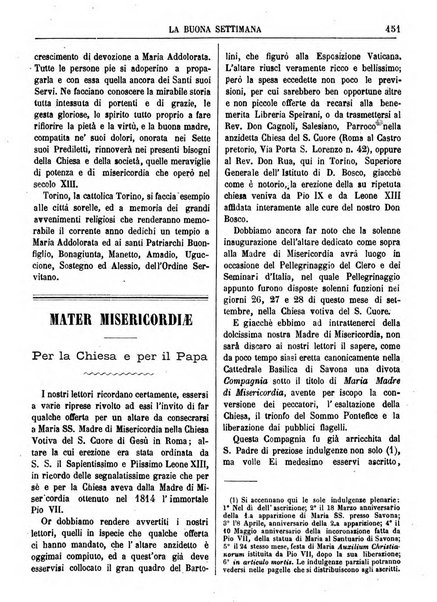 La buona settimana foglio periodico religioso popolare