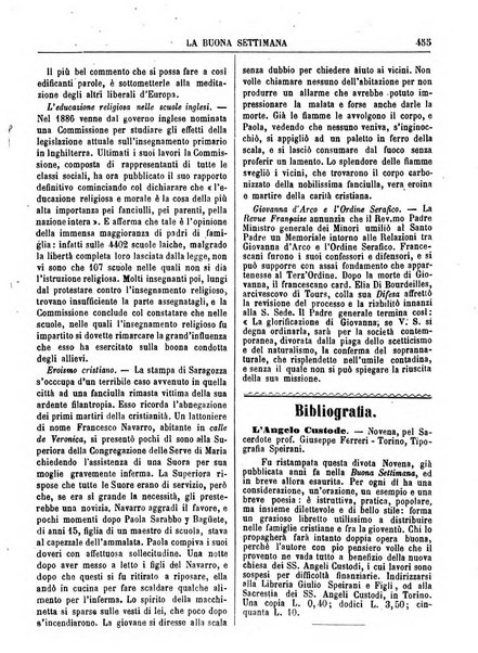 La buona settimana foglio periodico religioso popolare