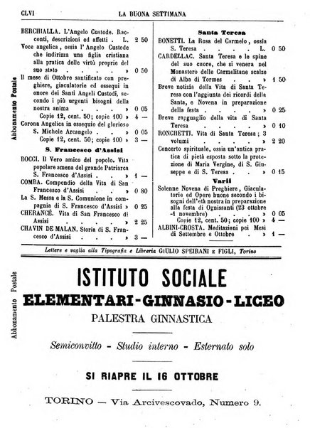 La buona settimana foglio periodico religioso popolare