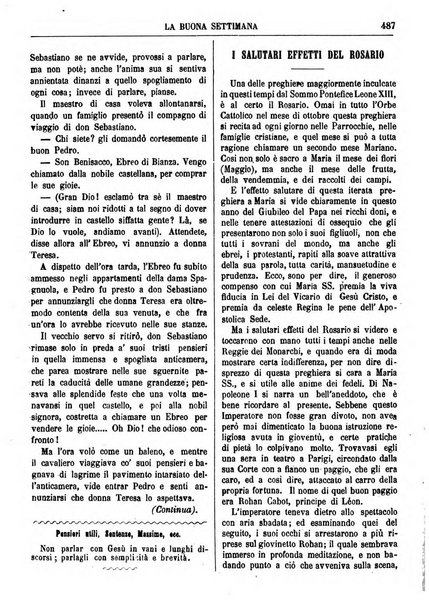 La buona settimana foglio periodico religioso popolare