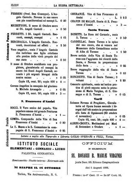 La buona settimana foglio periodico religioso popolare