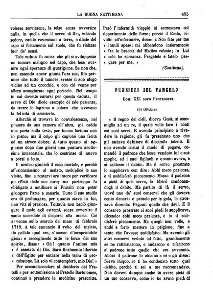 La buona settimana foglio periodico religioso popolare