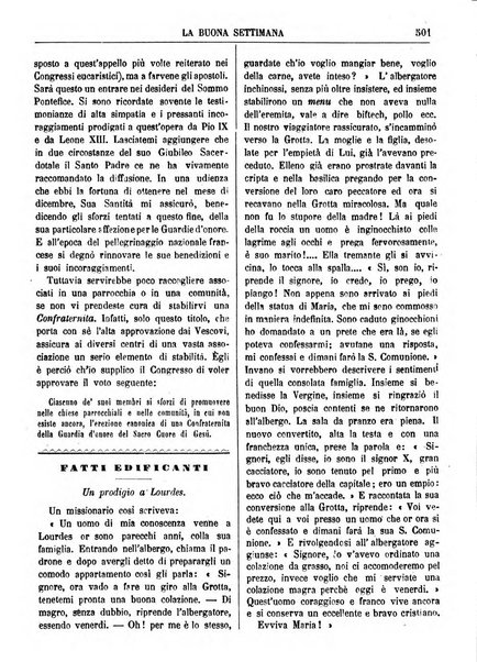 La buona settimana foglio periodico religioso popolare