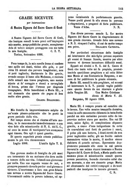 La buona settimana foglio periodico religioso popolare