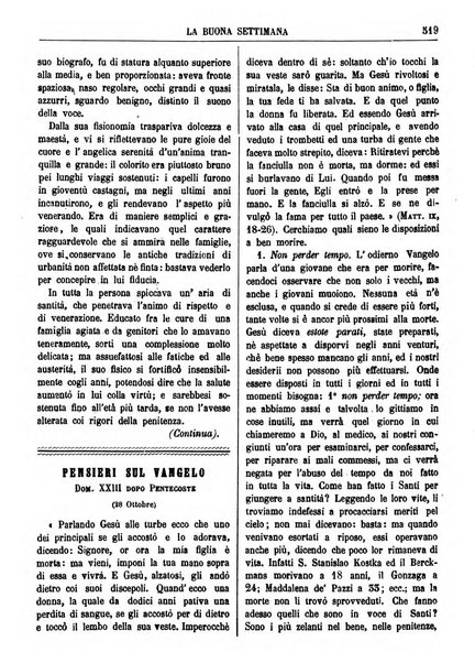 La buona settimana foglio periodico religioso popolare