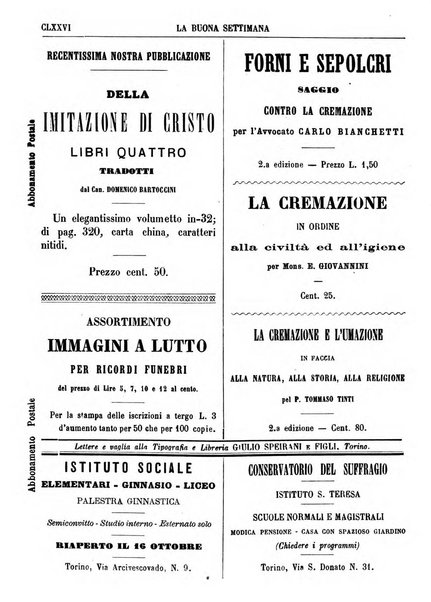 La buona settimana foglio periodico religioso popolare