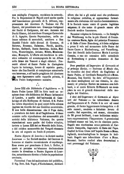 La buona settimana foglio periodico religioso popolare