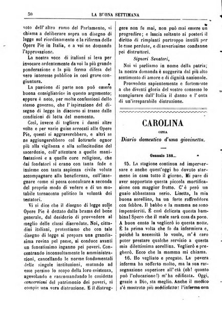 La buona settimana foglio periodico religioso popolare