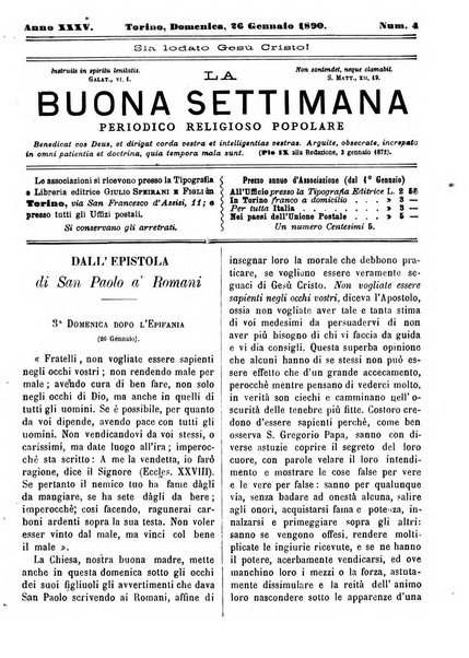 La buona settimana foglio periodico religioso popolare