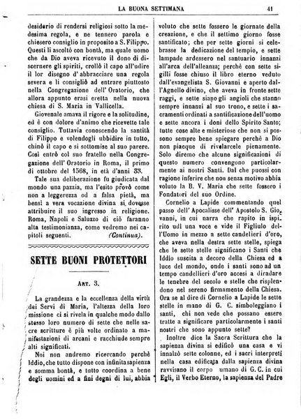 La buona settimana foglio periodico religioso popolare