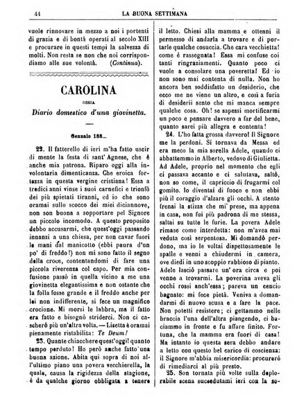 La buona settimana foglio periodico religioso popolare