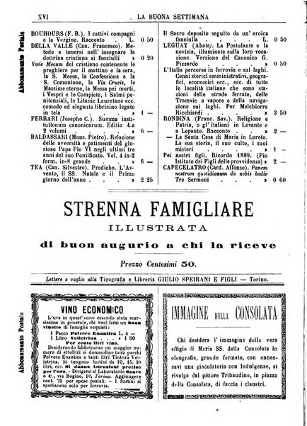 La buona settimana foglio periodico religioso popolare