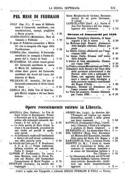 La buona settimana foglio periodico religioso popolare