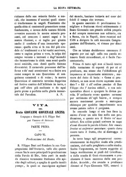 La buona settimana foglio periodico religioso popolare