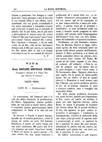 La buona settimana foglio periodico religioso popolare