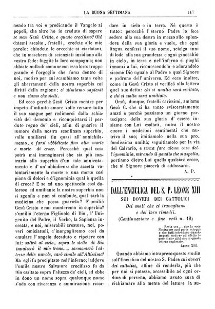 La buona settimana foglio periodico religioso popolare