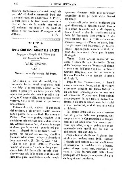 La buona settimana foglio periodico religioso popolare