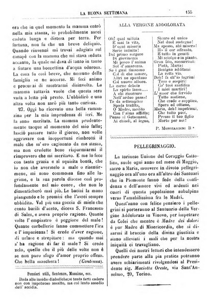 La buona settimana foglio periodico religioso popolare