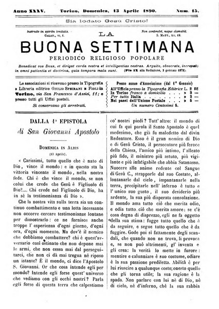 La buona settimana foglio periodico religioso popolare