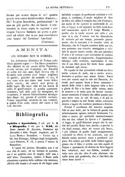 La buona settimana foglio periodico religioso popolare