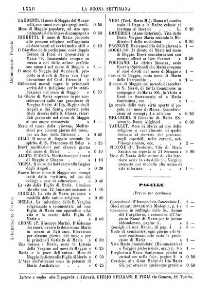 La buona settimana foglio periodico religioso popolare
