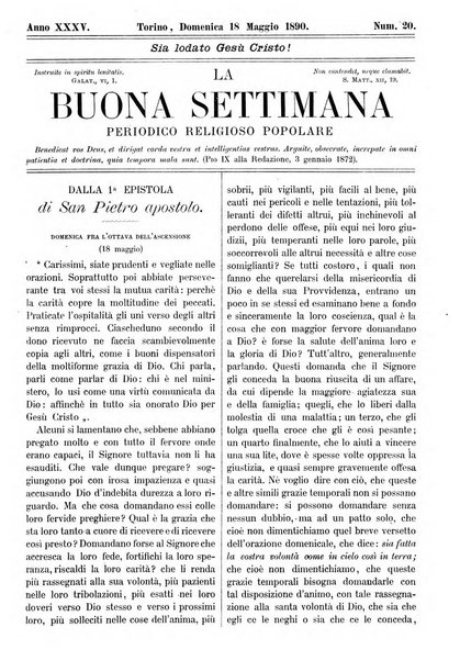 La buona settimana foglio periodico religioso popolare