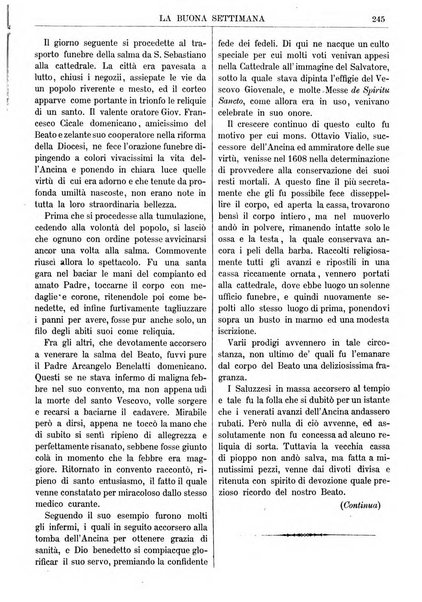 La buona settimana foglio periodico religioso popolare