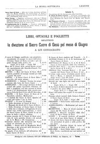 La buona settimana foglio periodico religioso popolare