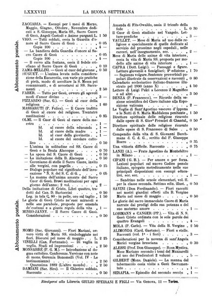 La buona settimana foglio periodico religioso popolare