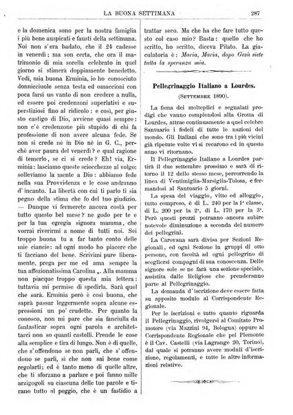 La buona settimana foglio periodico religioso popolare