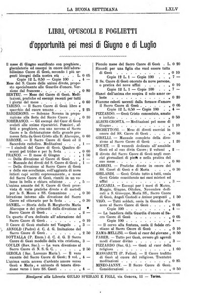 La buona settimana foglio periodico religioso popolare