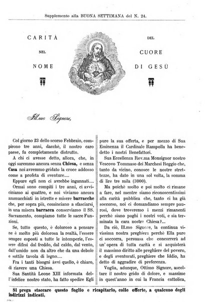 La buona settimana foglio periodico religioso popolare