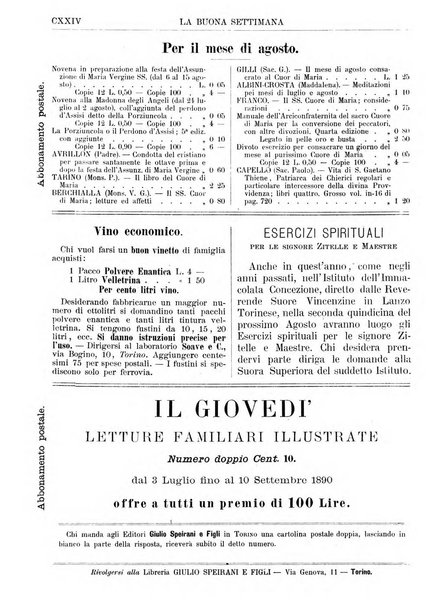 La buona settimana foglio periodico religioso popolare