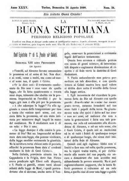 La buona settimana foglio periodico religioso popolare