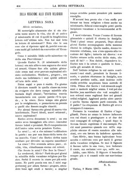 La buona settimana foglio periodico religioso popolare