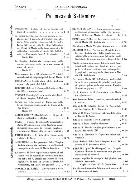 La buona settimana foglio periodico religioso popolare