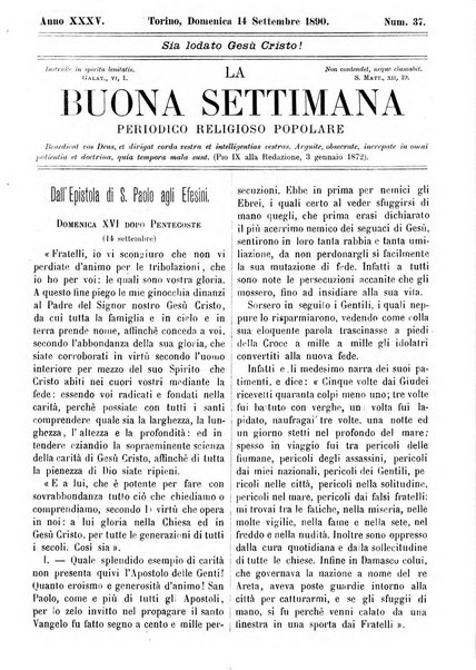 La buona settimana foglio periodico religioso popolare