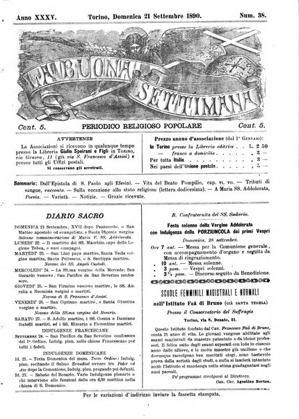 La buona settimana foglio periodico religioso popolare