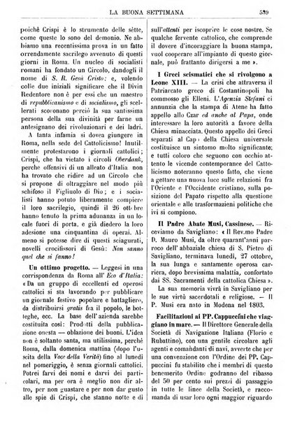 La buona settimana foglio periodico religioso popolare