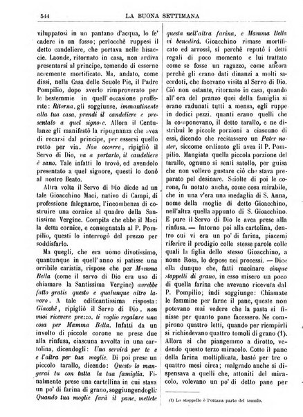 La buona settimana foglio periodico religioso popolare