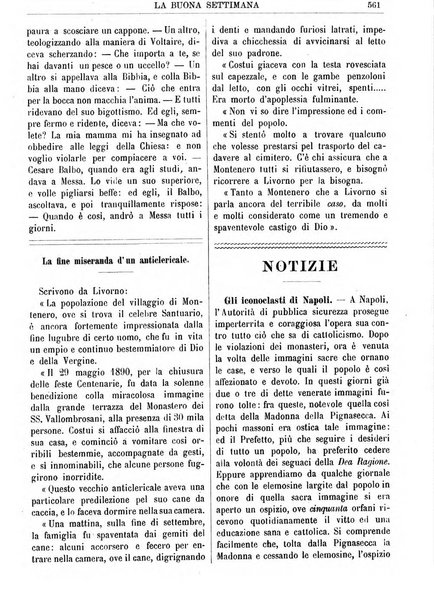 La buona settimana foglio periodico religioso popolare