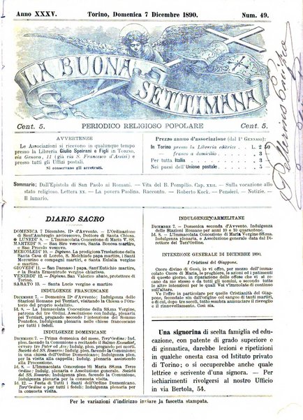 La buona settimana foglio periodico religioso popolare