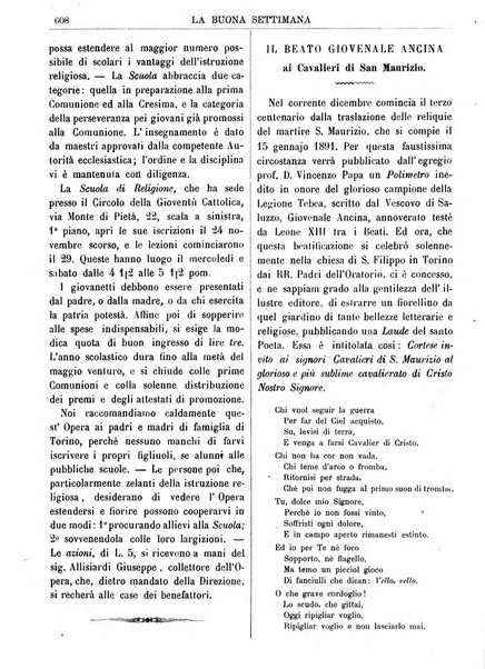 La buona settimana foglio periodico religioso popolare