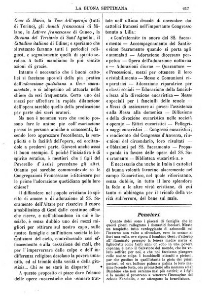 La buona settimana foglio periodico religioso popolare