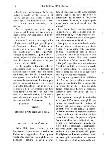 La buona settimana foglio periodico religioso popolare