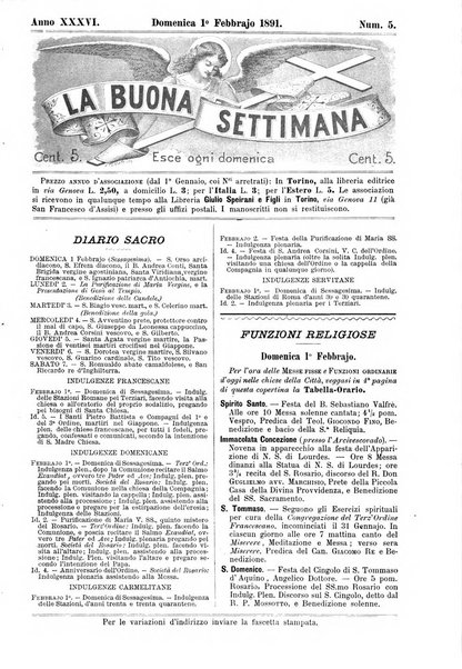 La buona settimana foglio periodico religioso popolare