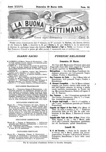 La buona settimana foglio periodico religioso popolare