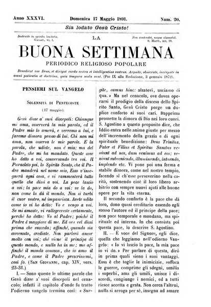 La buona settimana foglio periodico religioso popolare