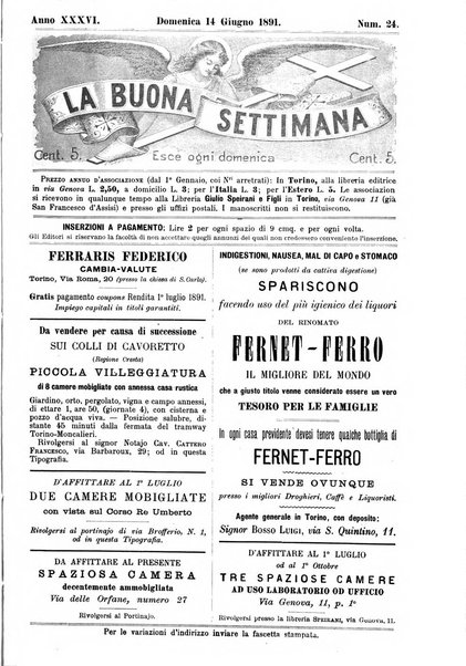 La buona settimana foglio periodico religioso popolare